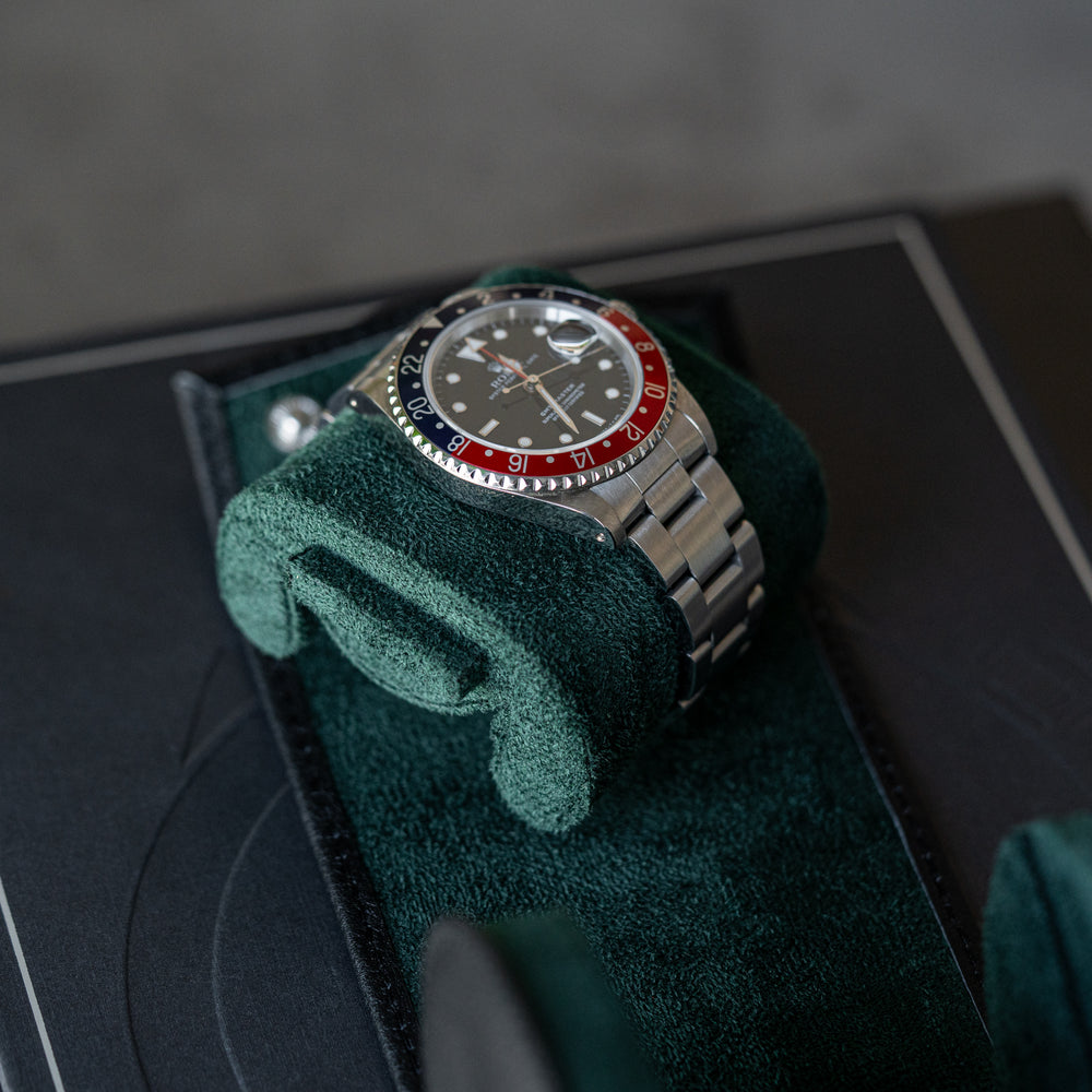 Personalized Single Watch Roll - Black Green