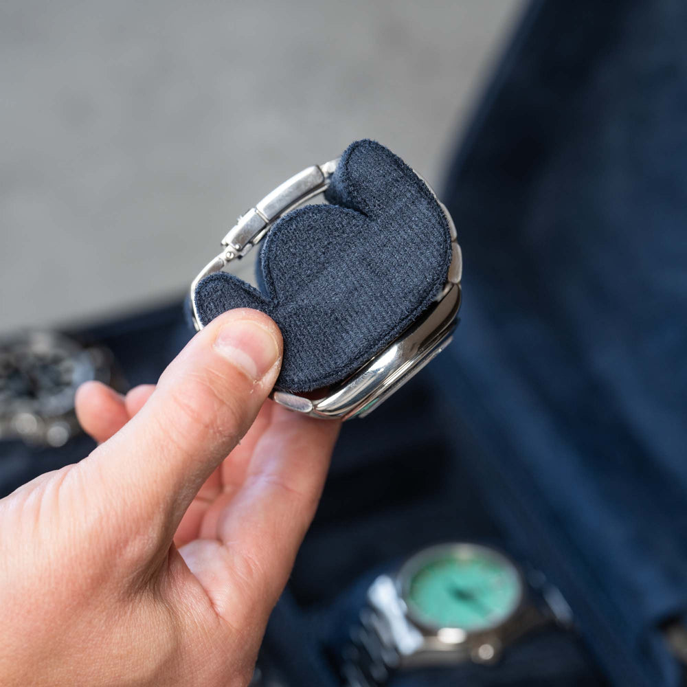Square Watch Box 6 Slot - Navy Blue Litchi