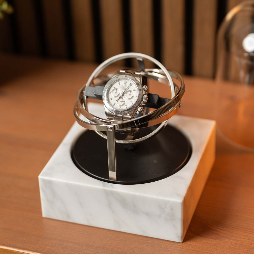 Orbital Watch Winder - Single White Marble