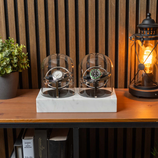 Orbital Watch Winder - White Marble Duo