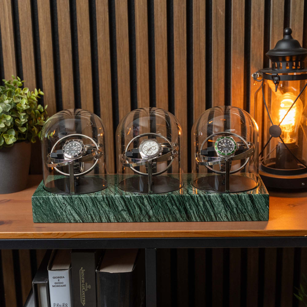 Orbital Watch Winder - Green Marble Trio