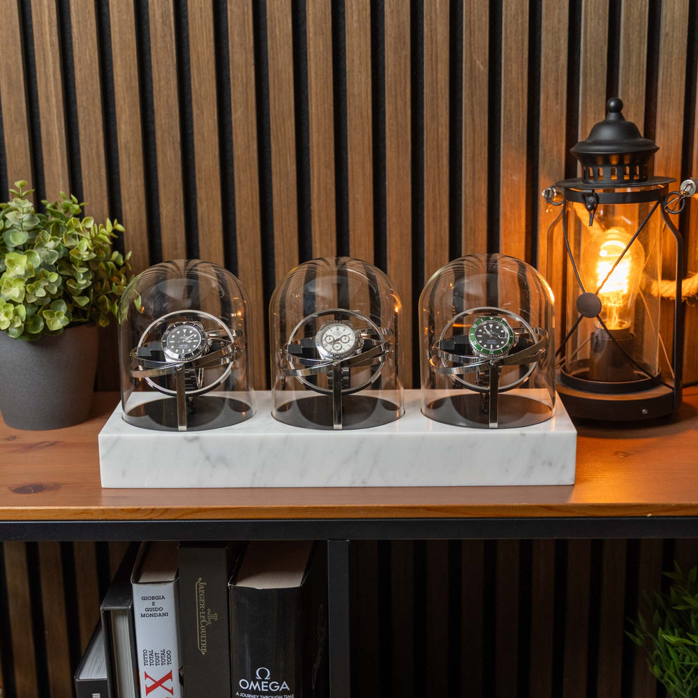 Orbital Watch Winder - White Marble Trio