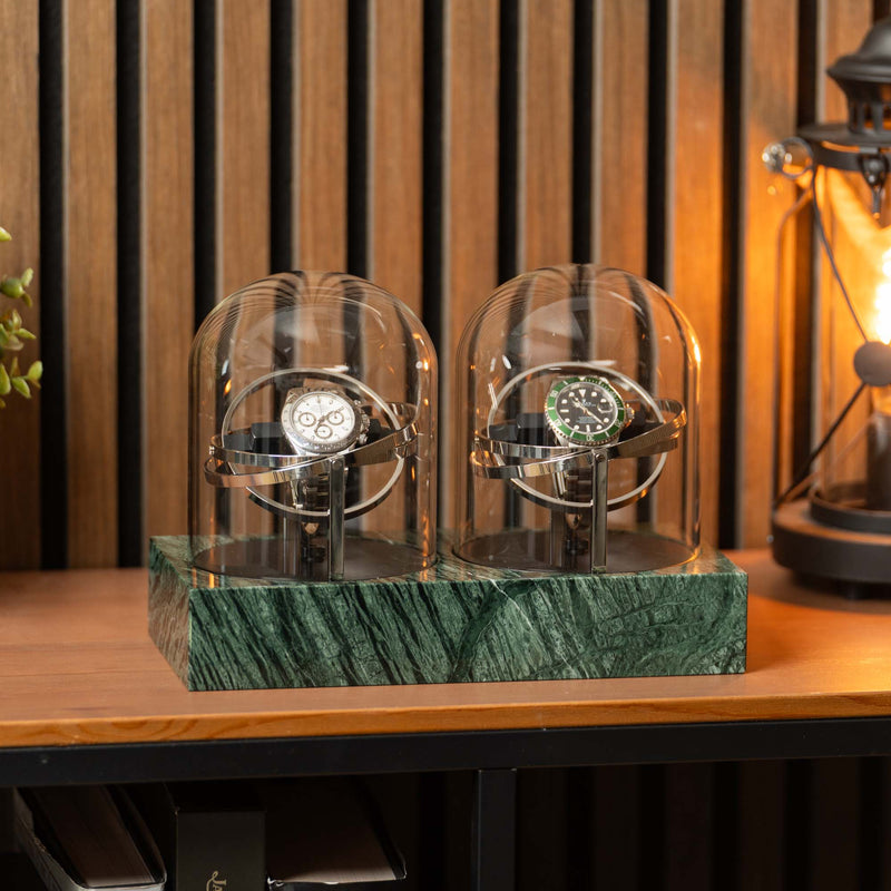 Orbital Watch Winder - Green Marble Duo