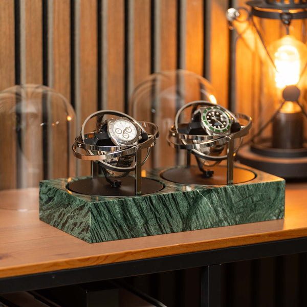 Orbital Watch Winder - Green Marble Duo
