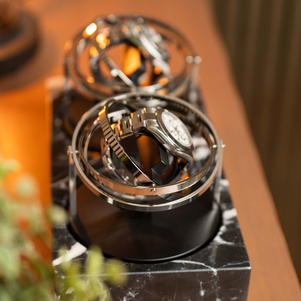 Orbital Watch Winder - Black Marble Duo