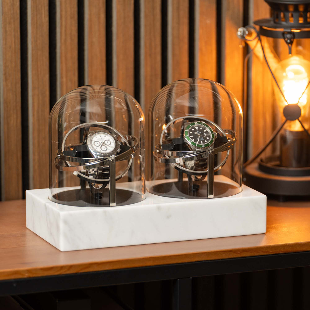 Orbital Watch Winder - White Marble Duo