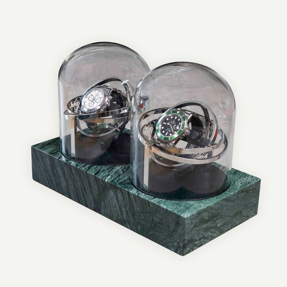 Orbital Watch Winder - Green Marble Duo