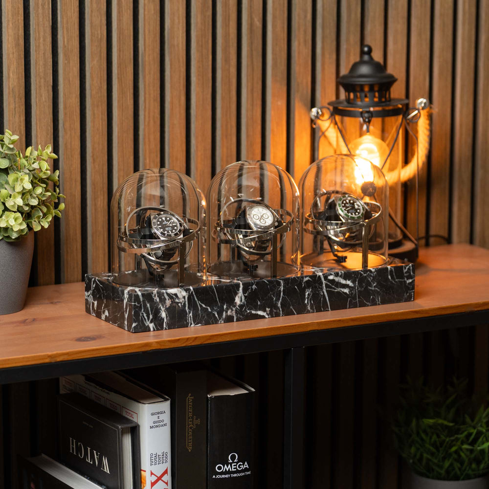 Orbital Watch Winder - Black Marble Trio