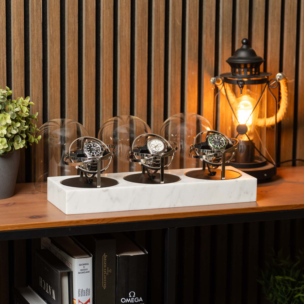 Orbital Watch Winder - White Marble Trio