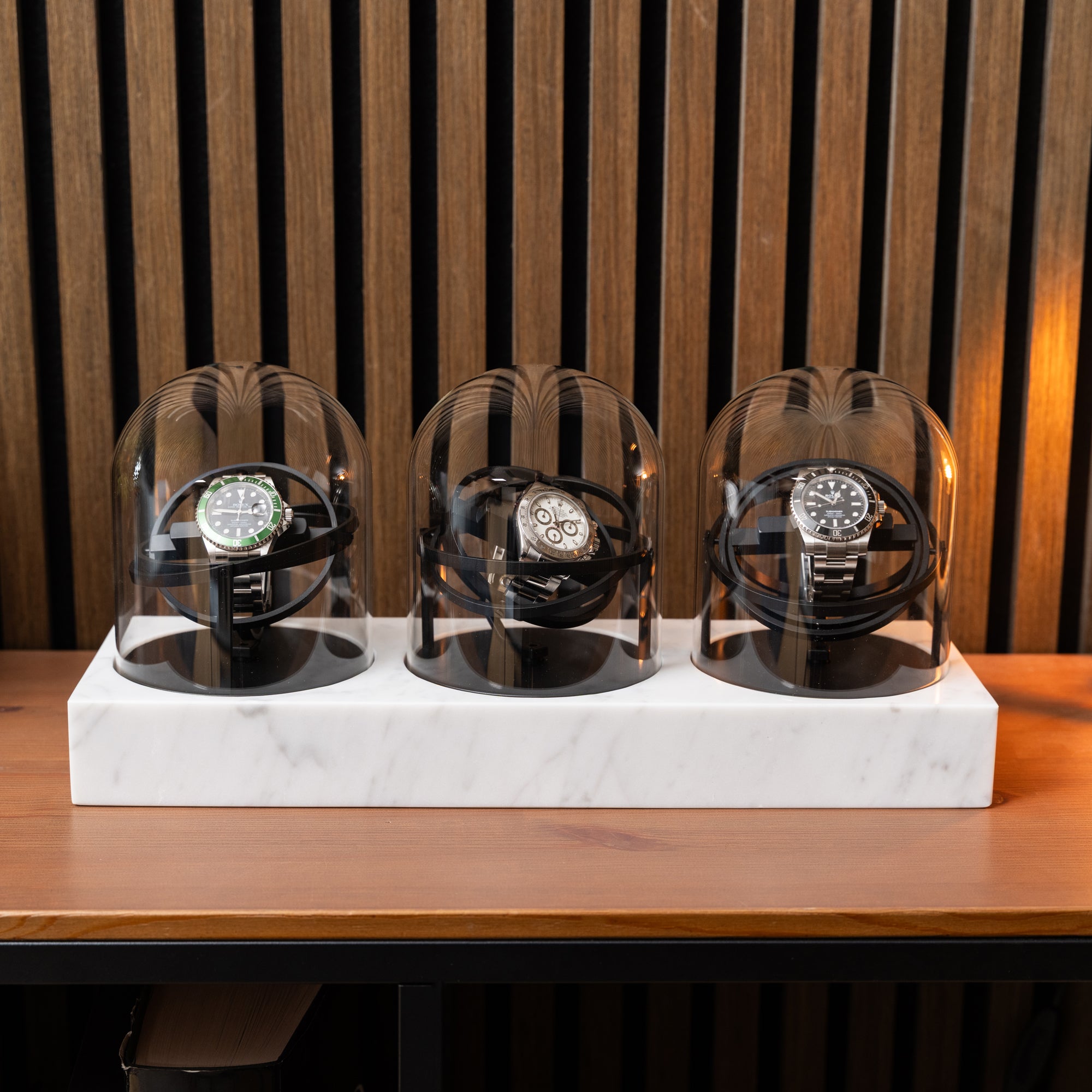 Orbital Watch Winder - White Marble Trio