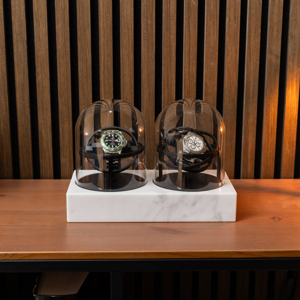 Orbital Watch Winder - White Marble Duo