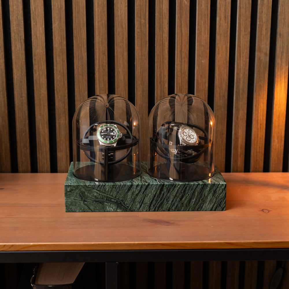 Orbital Watch Winder - Green Marble Duo