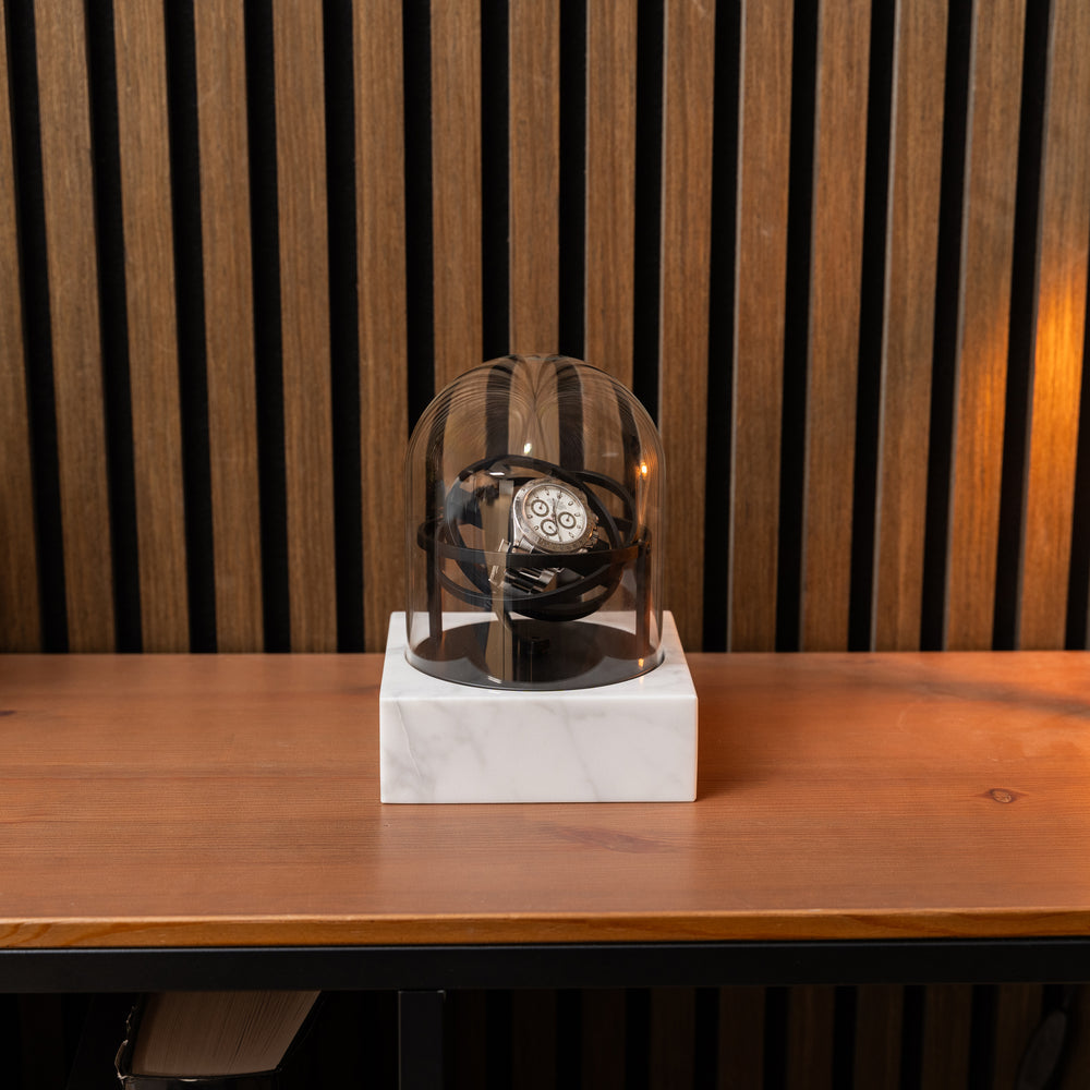 Orbital Watch Winder - Single White Marble