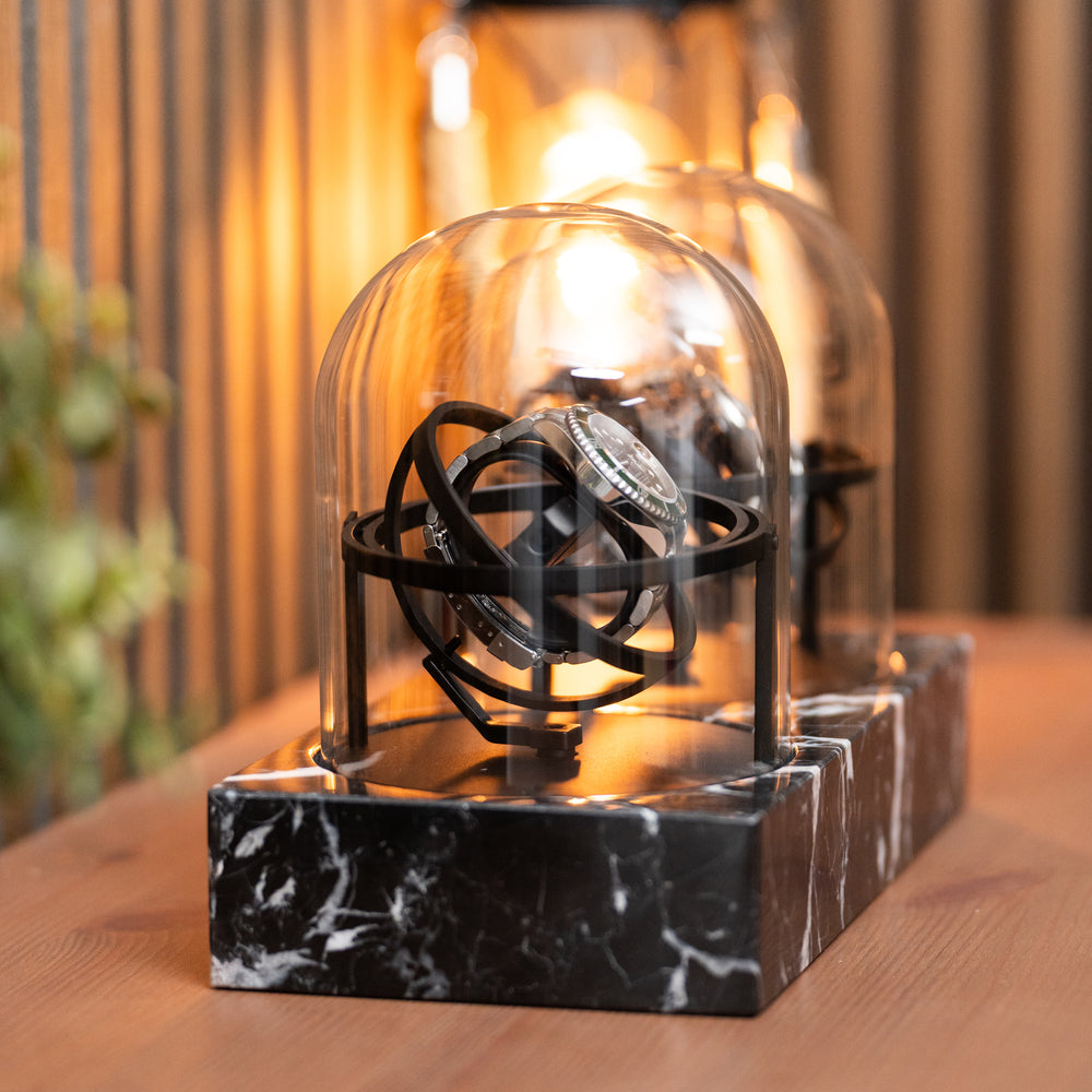 Orbital Watch Winder - Black Marble Duo