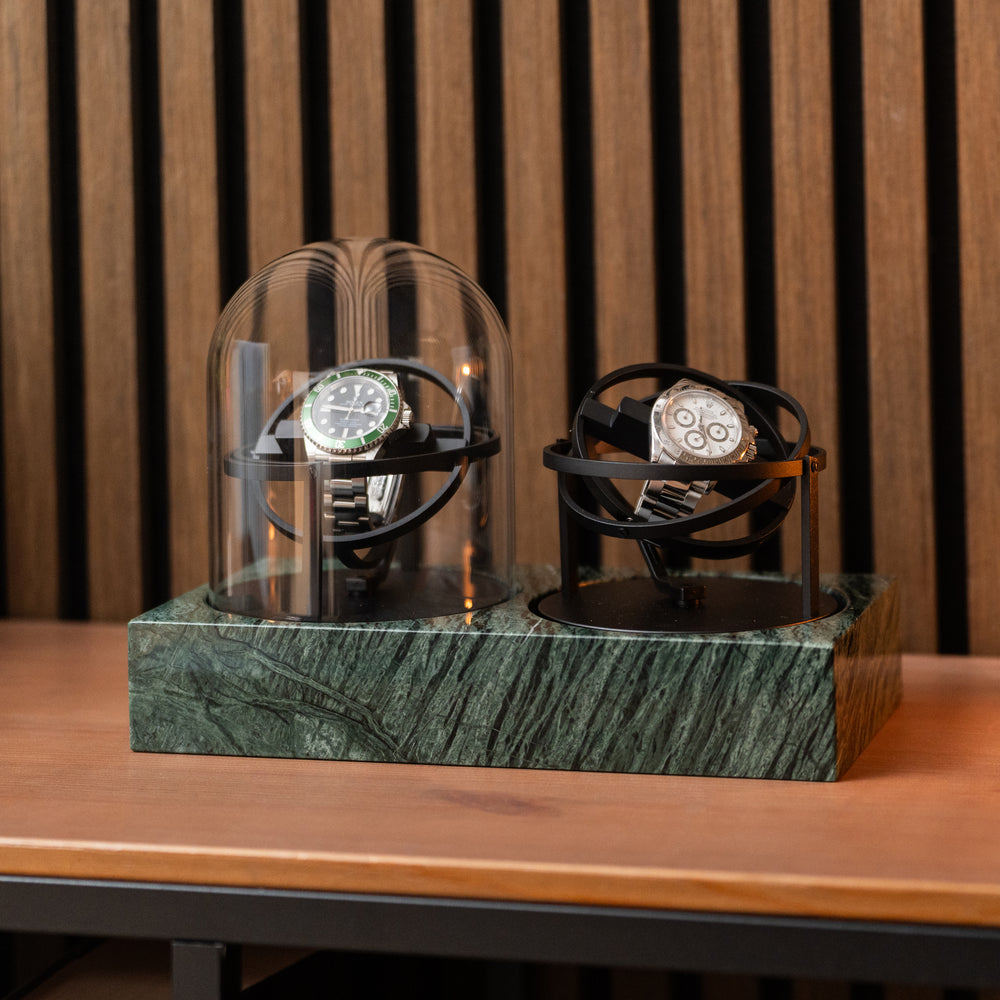 Orbital Watch Winder - Green Marble Duo