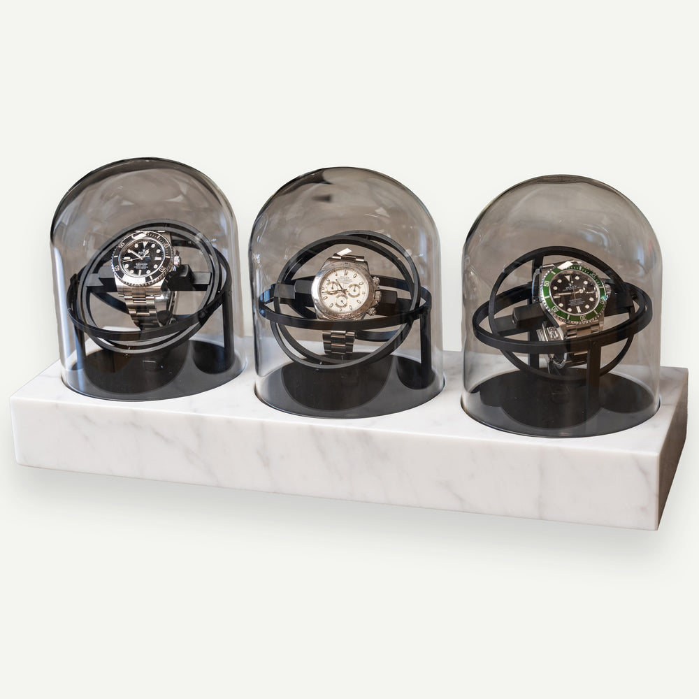 Orbital Watch Winder - White Marble Trio