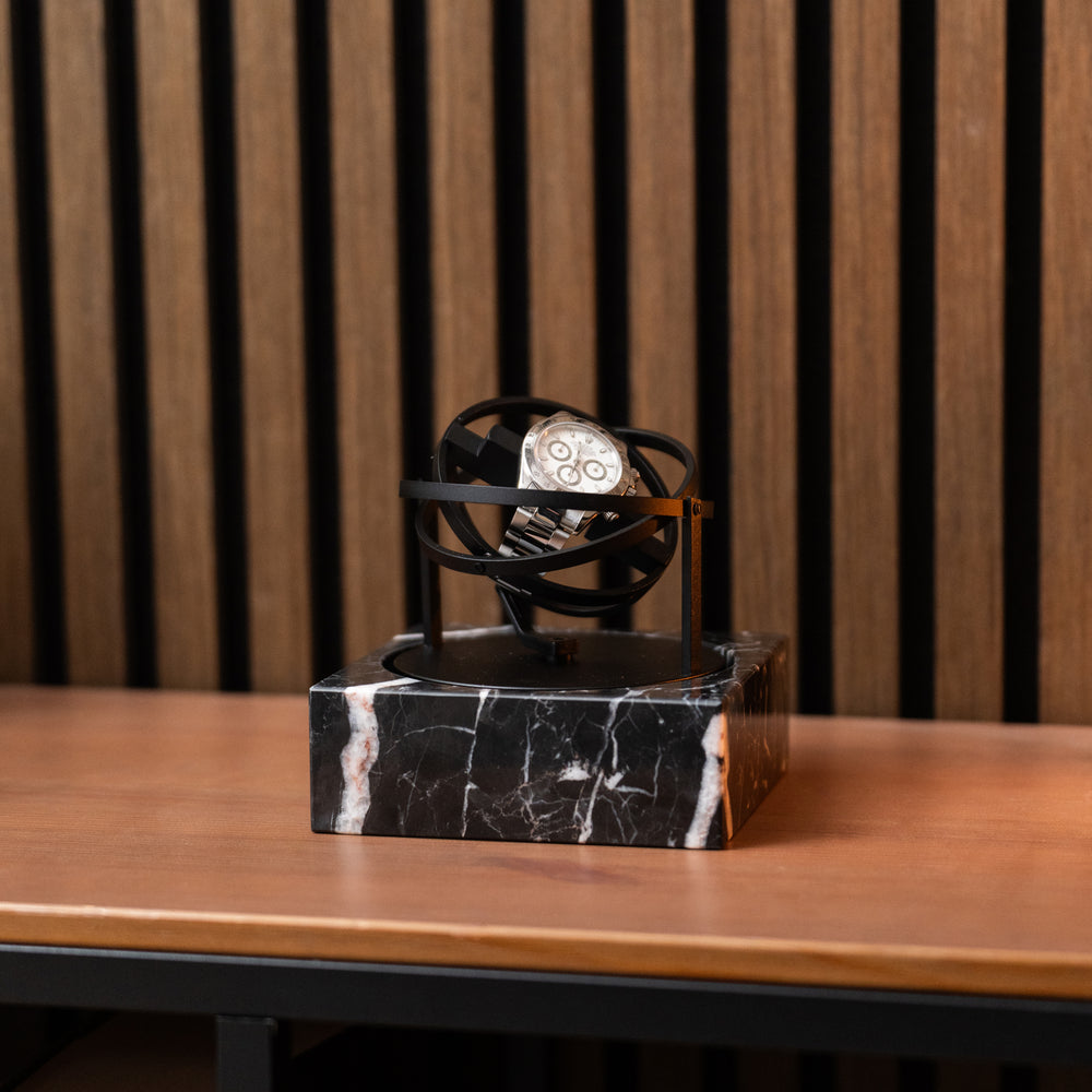 Orbital Watch Winder - Single Black Marble