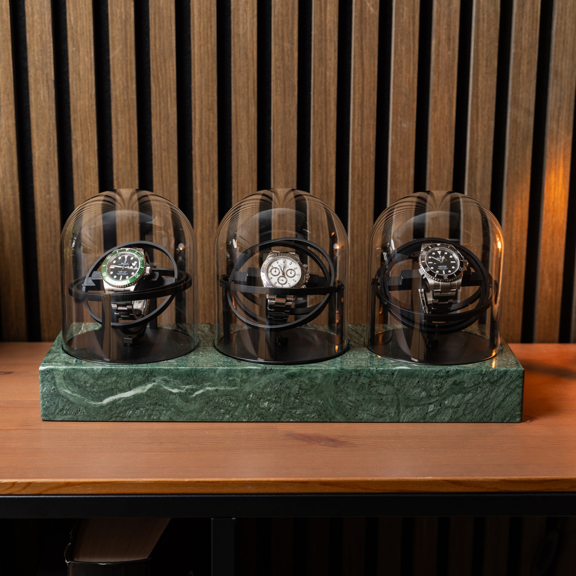 Orbital Watch Winder - Green Marble Trio