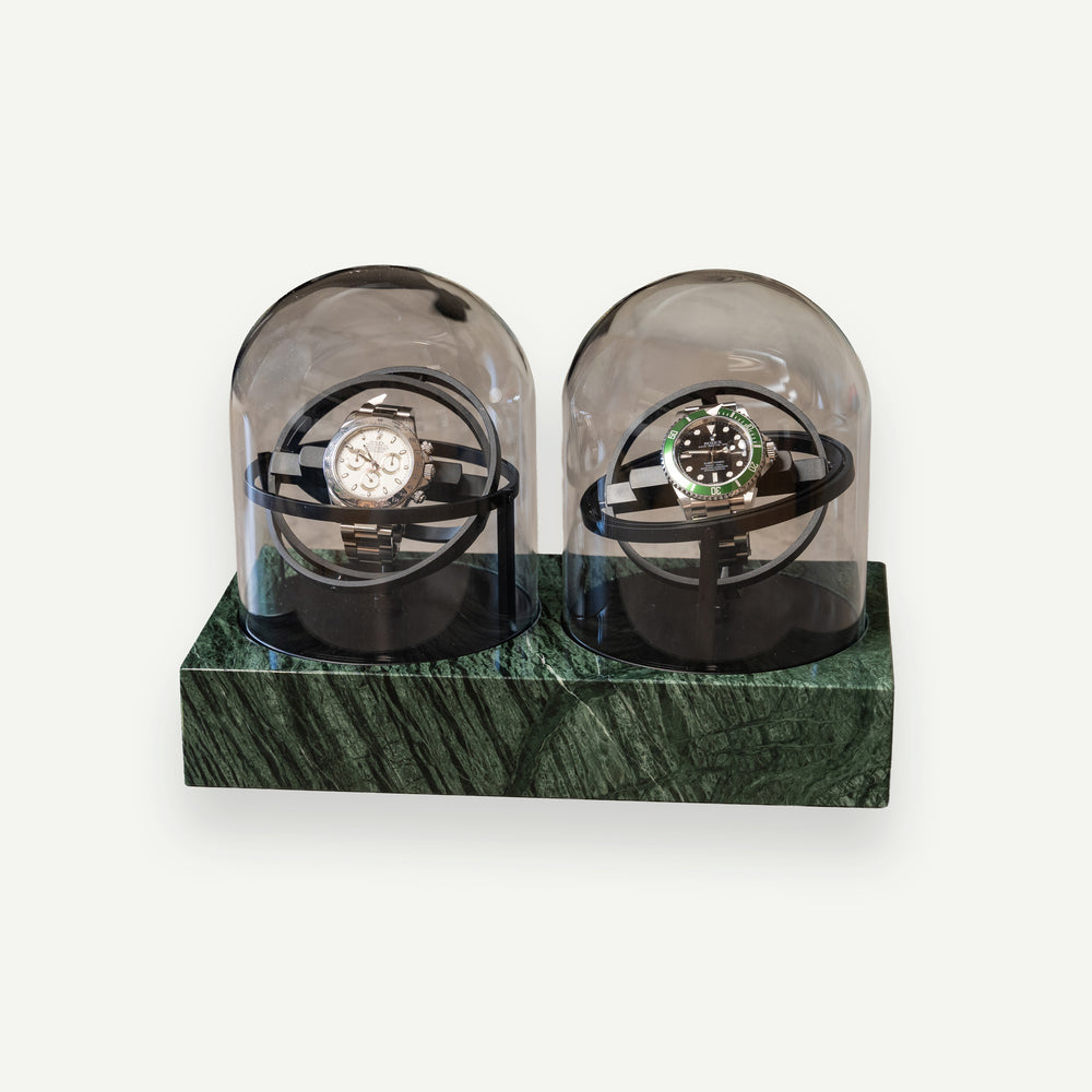 Orbital Watch Winder - Green Marble Duo