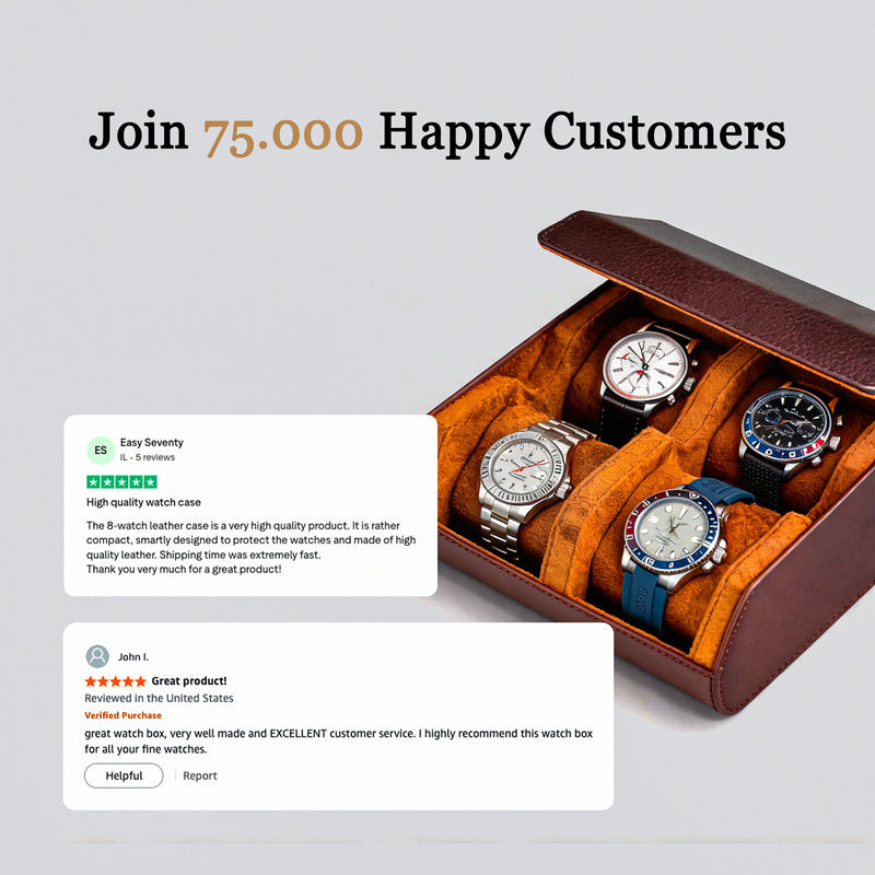 Hexagon Coffee Brown 4 Slot Watch Box