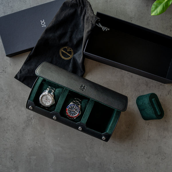 Travel Watch Roll Large - Black Green