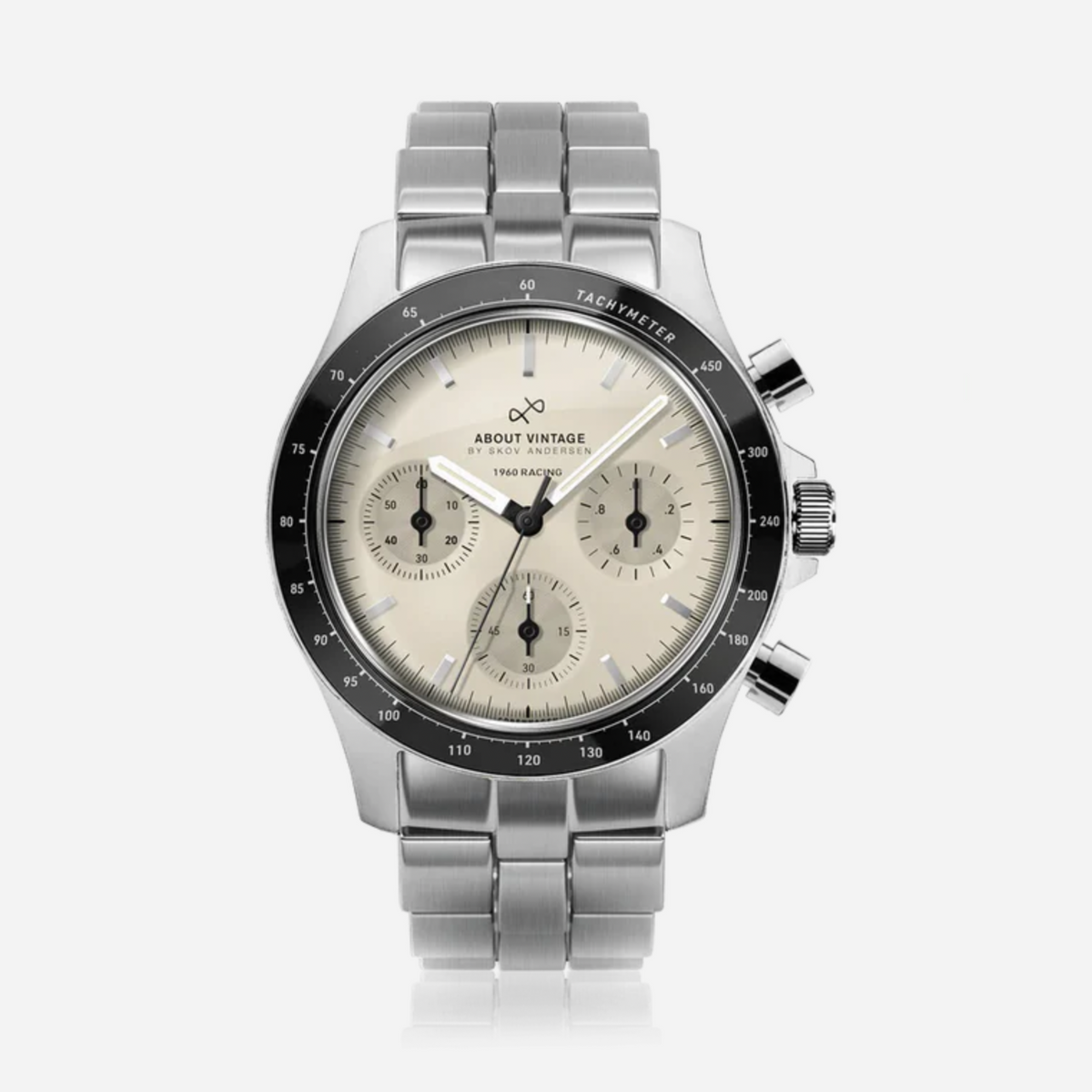 About Vintage Racing Chronograph 1960 Steel / Off White - $452