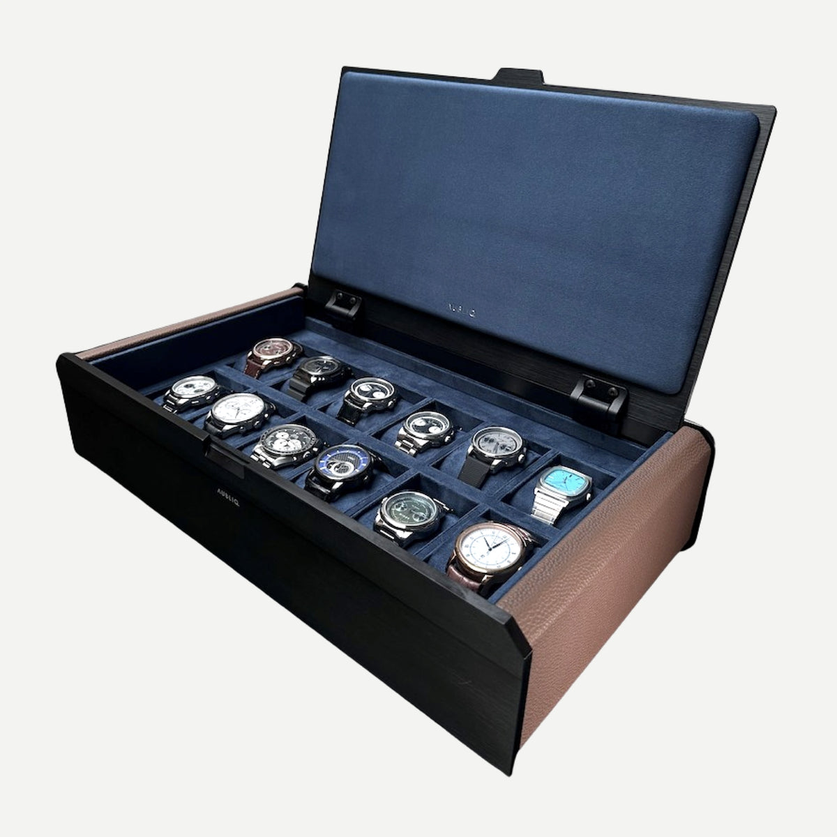 AUBLIQ Watch Box Black Brown 12 Slot