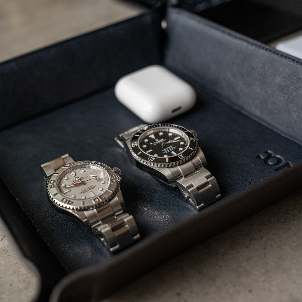 Watch Tray - Dark Brown Navy