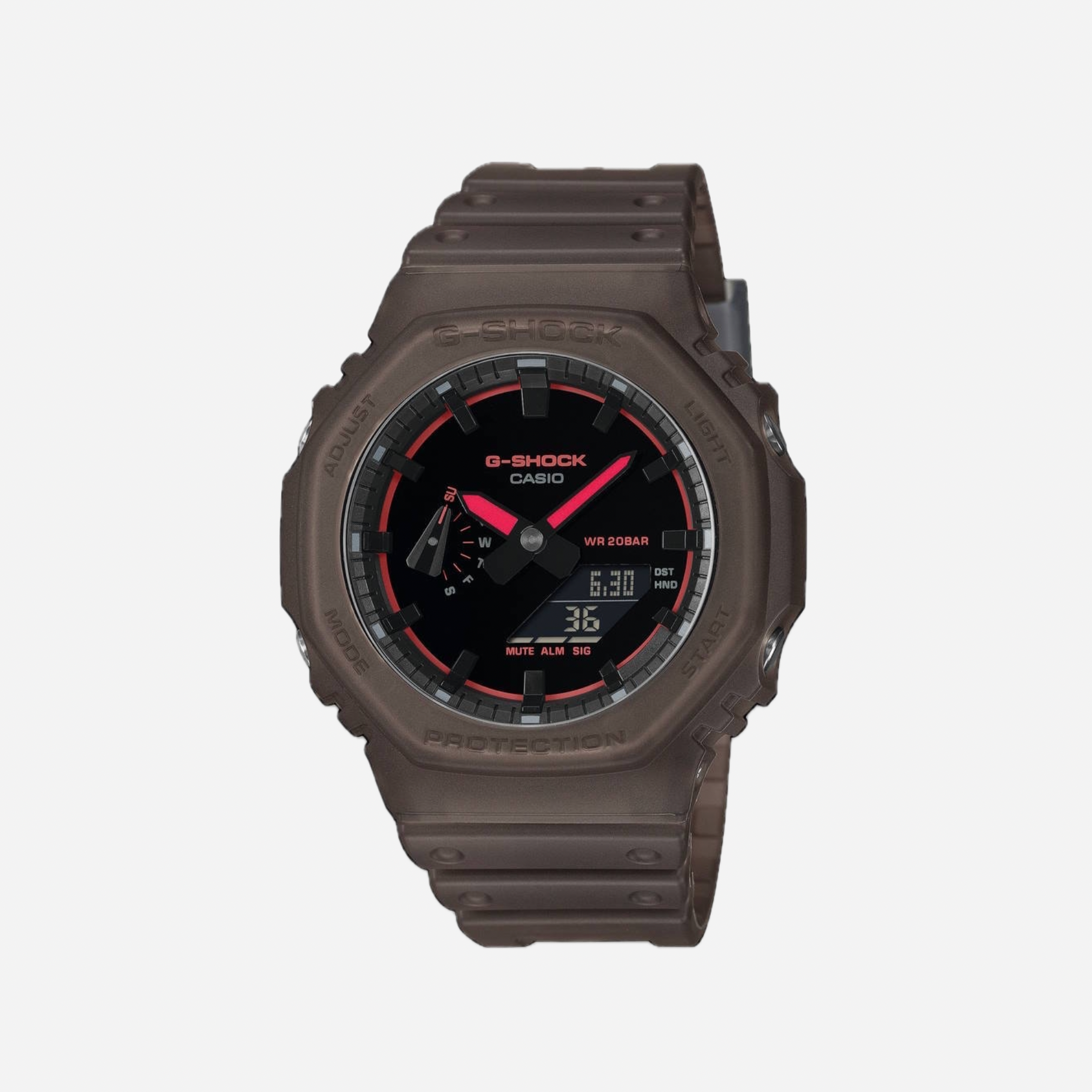 Brown Casio G-Shock watch on a white background
