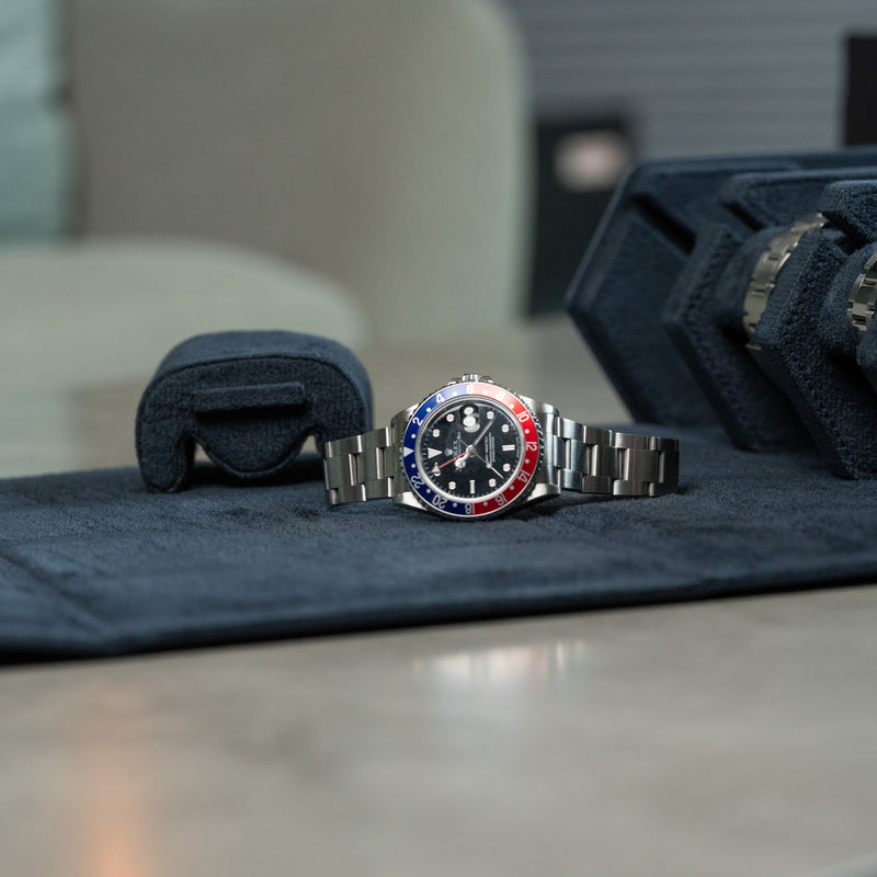 Personalized Hexagon Navy Blue 8 Slot Watch Box