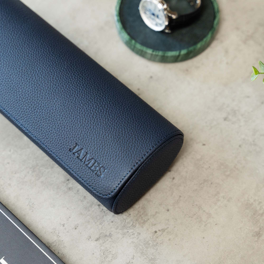 Personalized Watch Roll Large - Navy Blue