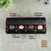 Specific details about the personalized watch roll in black cherry