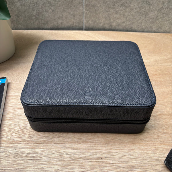 Square Watch Box 6 Slot - Navy Blue Litchi
