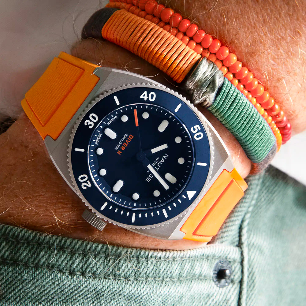 Nautage Diver II – Silver/Blue – Orange strap