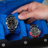 Two slot watch roll in black blue