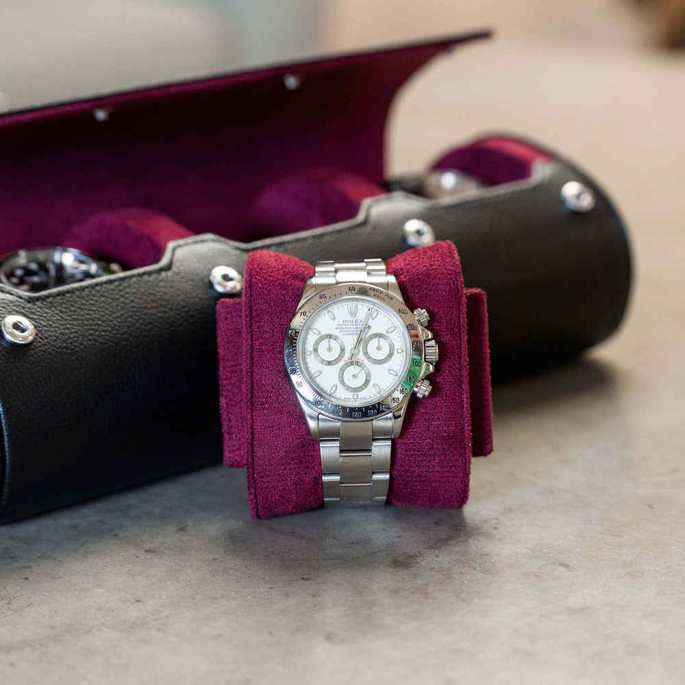 Open watch roll for 4 watches in Black Cherry