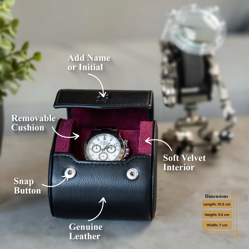 Personalized Single Watch Roll - Black Cherry