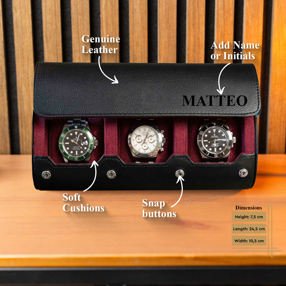 Specific information about the black cherry large watch roll