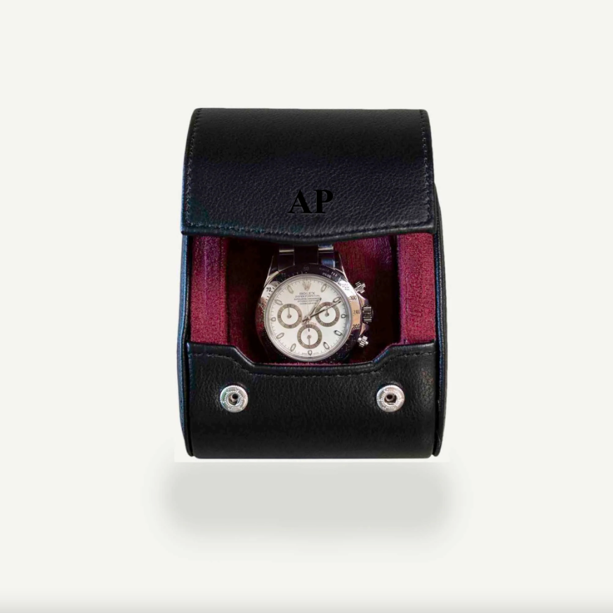 Personalized Single Watch Roll - Black Cherry