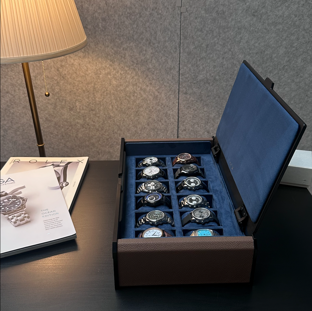 AUBLIQ Watch Box Black Brown 12 Slot