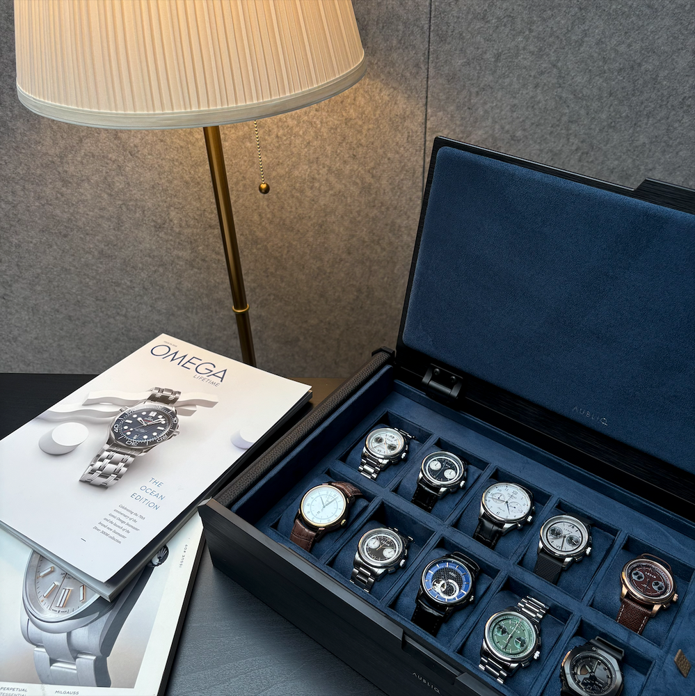 AUBLIQ Watch Box All Black 10 Slot + Strap Slot