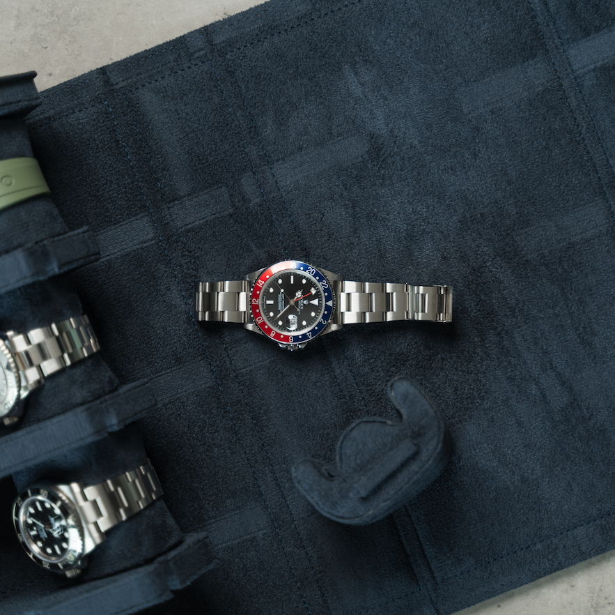 Hexagon Navy Blue 8 Slot Watch Box