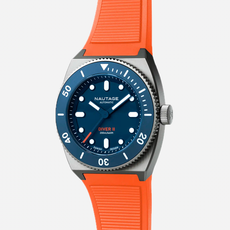 Nautage Diver II – Silver/Blue – Orange strap