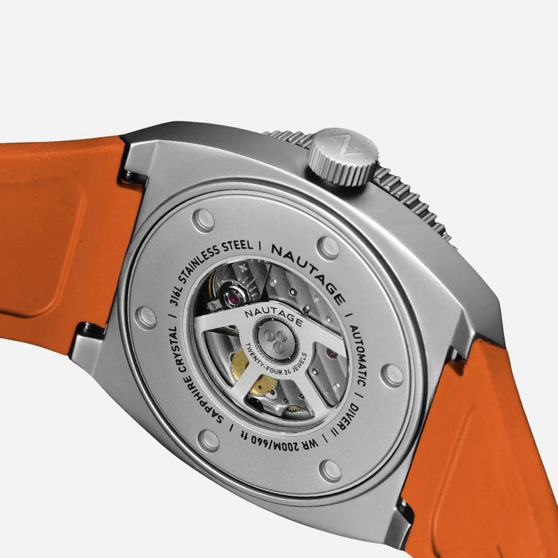 Nautage Diver II – Silver/Blue – Orange strap