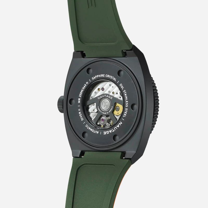 Nautage Diver II – Black/Black – Green Strap