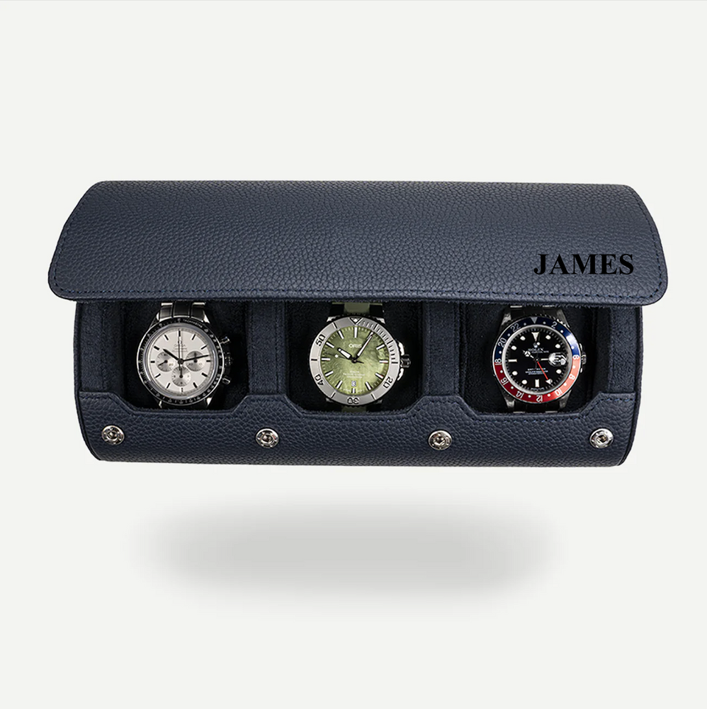 Personalized Watch Roll Large - Navy Blue