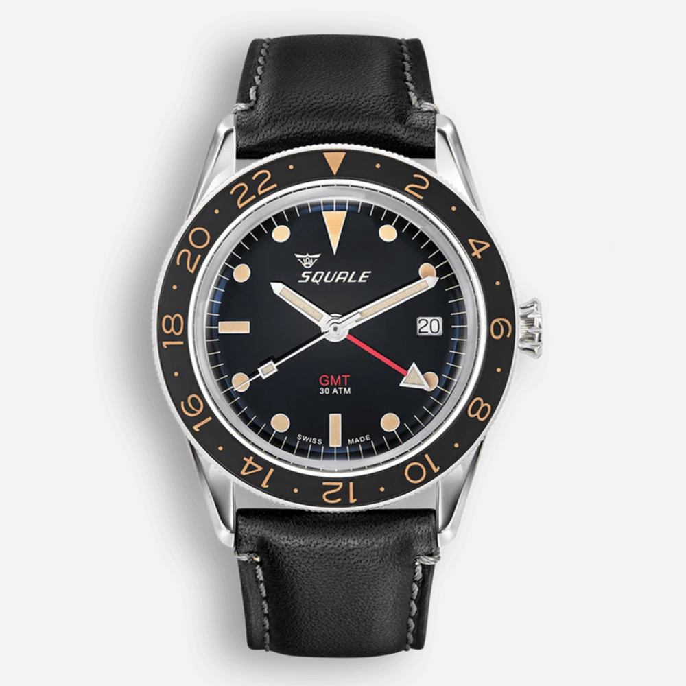 Squale Sub-39 GMT Vintage Black Leather