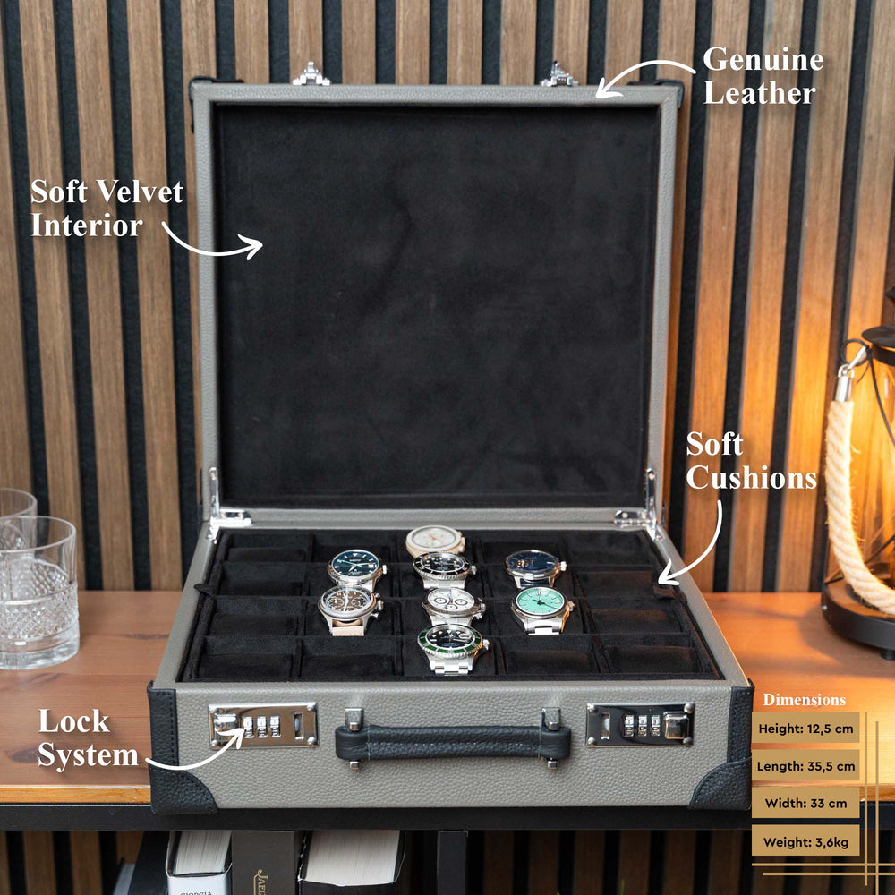 Suitcase For 20 Watches - Dark Grey
