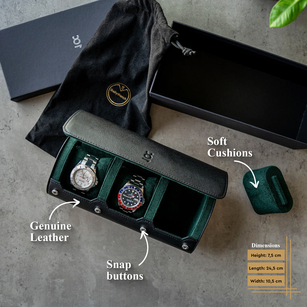 Travel Watch Roll Large - Black Green