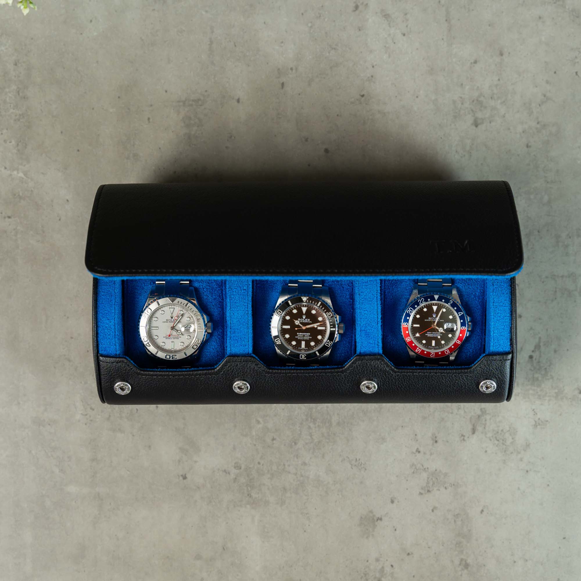 Watch Roll for three watches Black Blue